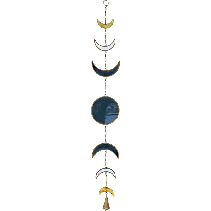 Moon Phases Glass & Metal Hanging String