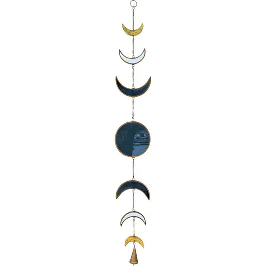 Moon Phases Glass & Metal Hanging String