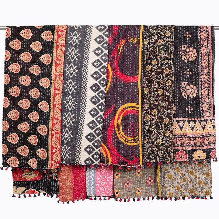 Black Kantha Table Runner
