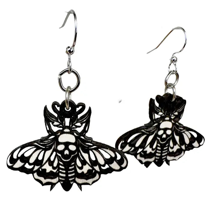 Wooden Earrings - Death Moth