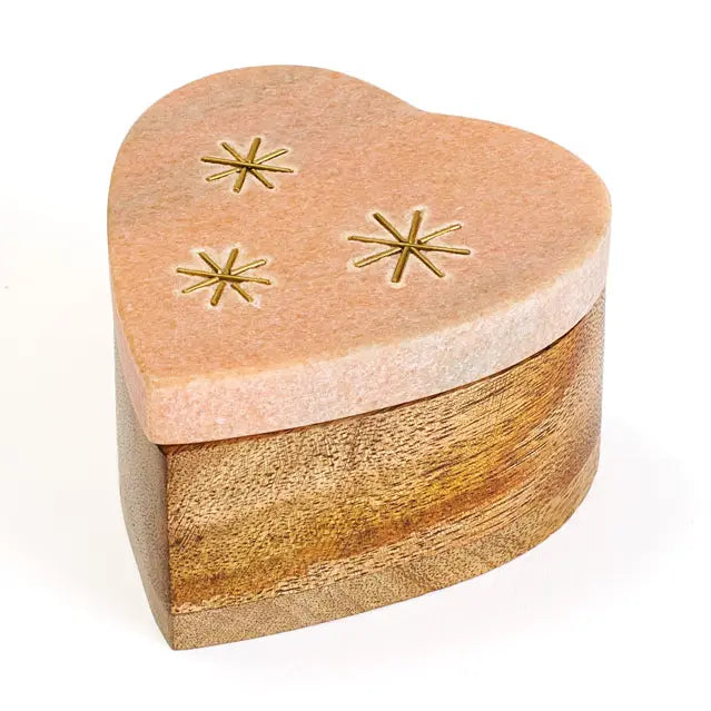 Jaipuri Heart Keepsake Box Pink Marble