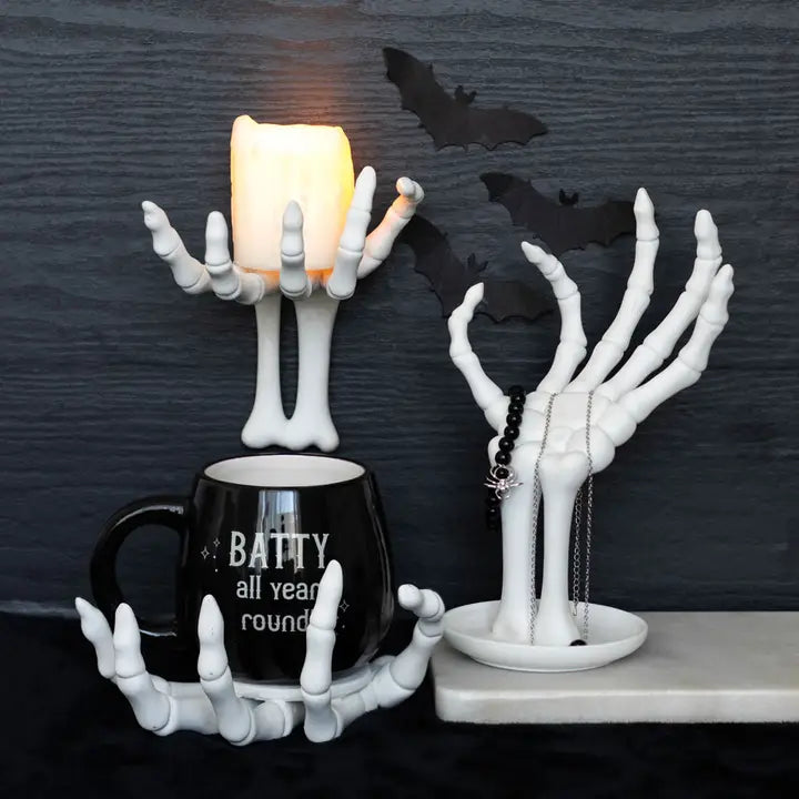 Gothic Halloween Skeleton Hand Coaster/Candleholder