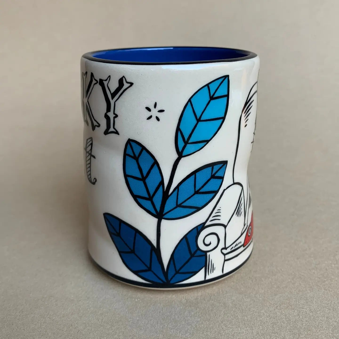 Lucky Cat with Mouse  Cup - Large
