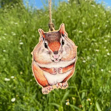 Eastern Chipmunk Wood Print Christmas Ornament