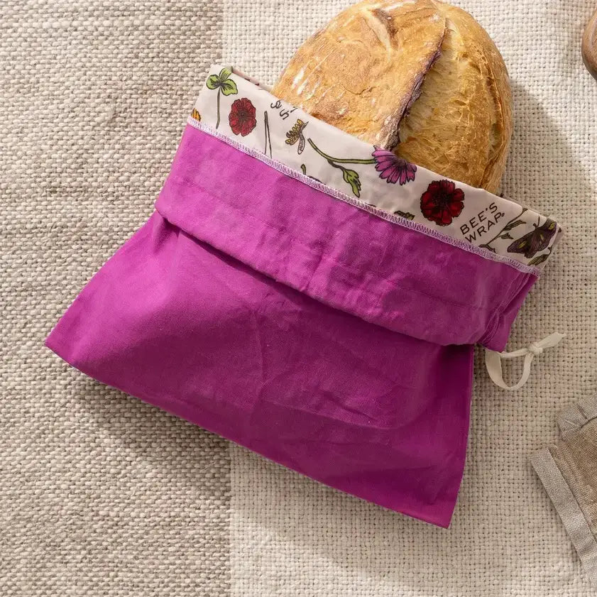 Bees Wrap Reusable Beeswax Lined Bread Bag Magenta