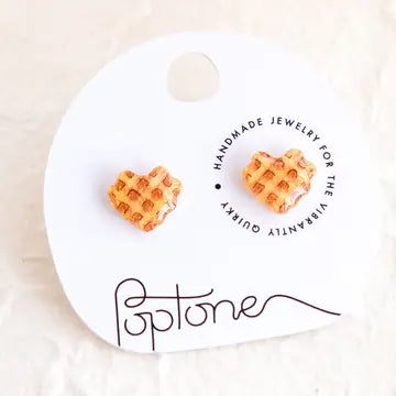 Heart Waffle Stud Earrings