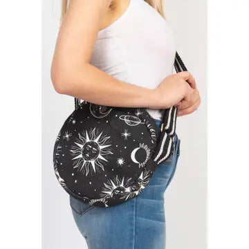 Boho Round Crossbody Black Bag