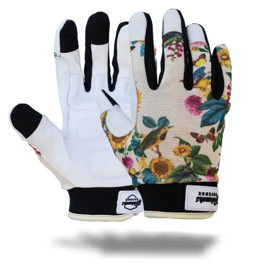Leather Garden Gloves - Garden Flower