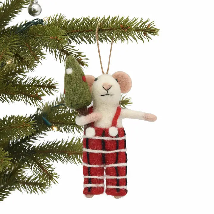 Tommy Tartan Mouse Felt Ornament