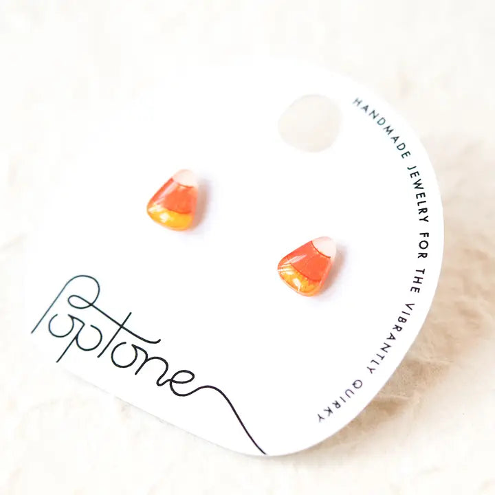 Candy Corn Tiny Halloween Stud Earrings