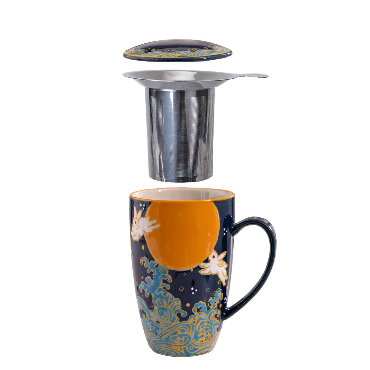 Tea Infuser Mug 15oz Moon Rabbit