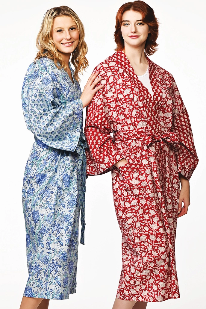 Kimono Robe - Red & White