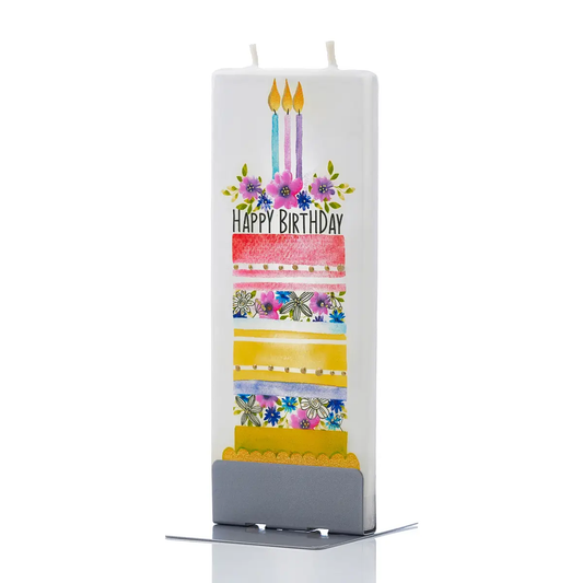 Flat Candle Happy Birthday Layered Cake