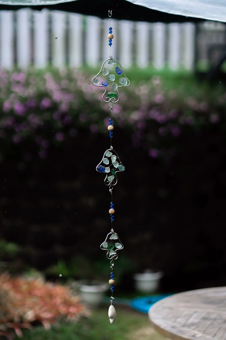 Recycled Glass Garland Mushroom 36"