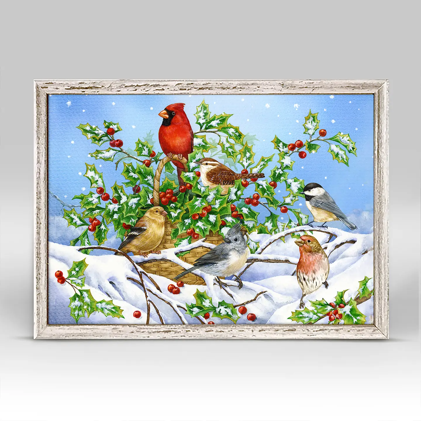 Holiday Holly Birds Mini Canvas