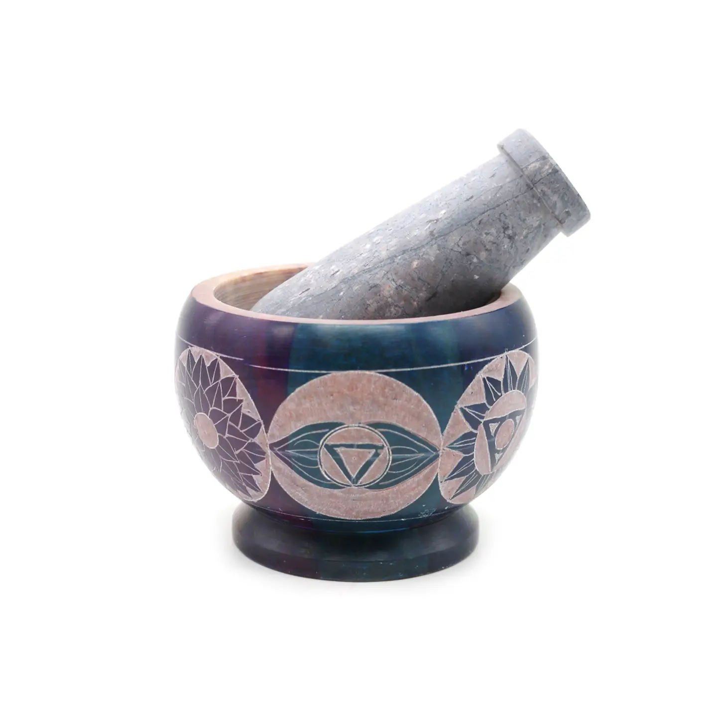 Soapstone 7 Chakras Mortar & Pestle