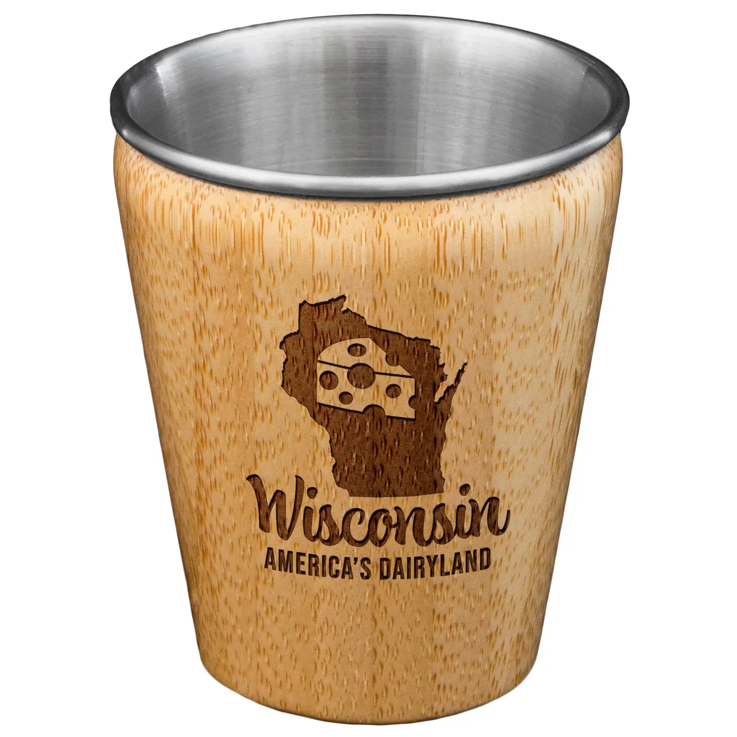 Wisconsin Engraved Bamboo Shot Glass