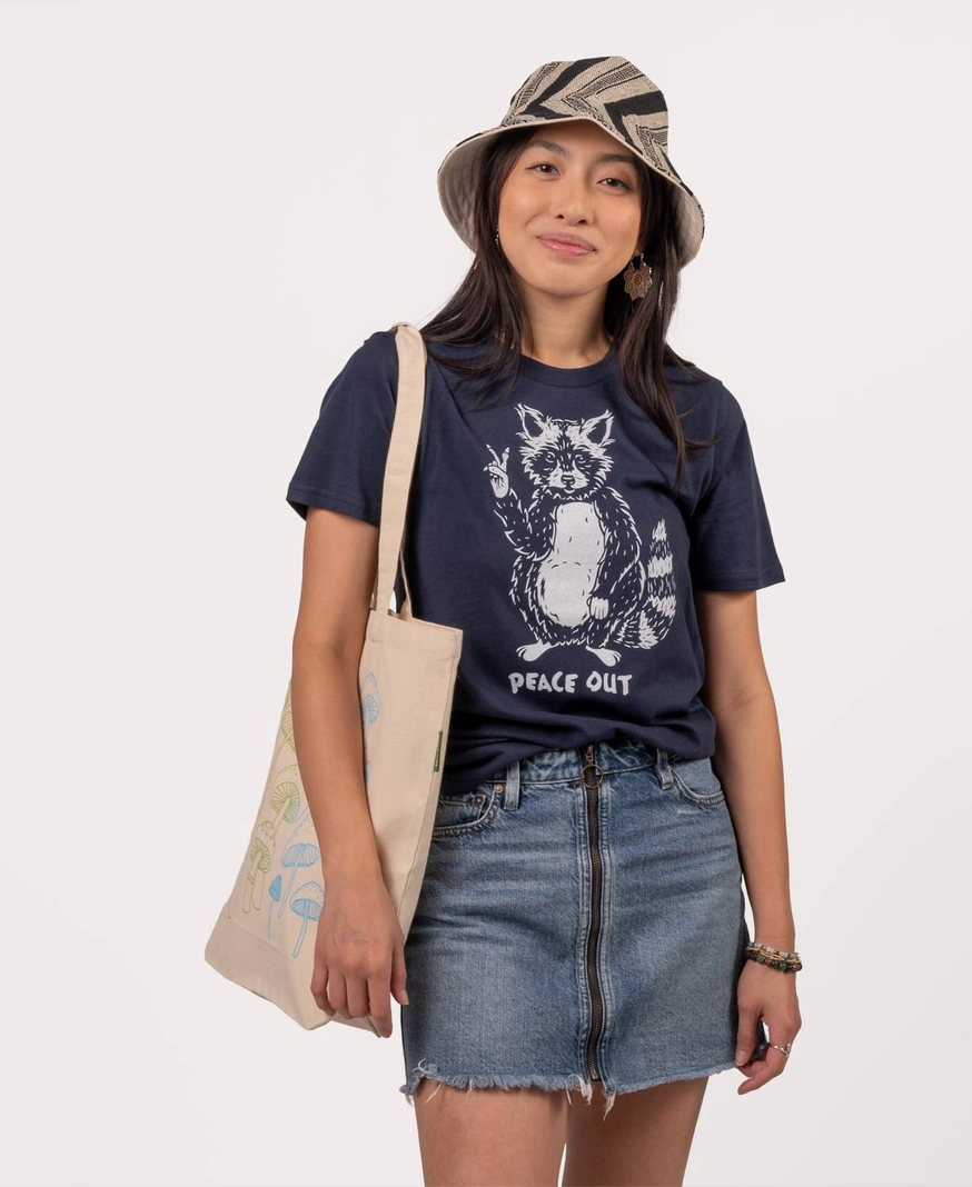 Peace Out Raccoon Organic T-Shirt