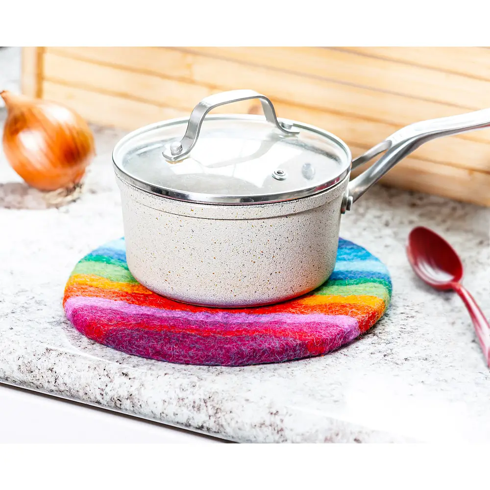 Rainbow Stripe Felt Trivet