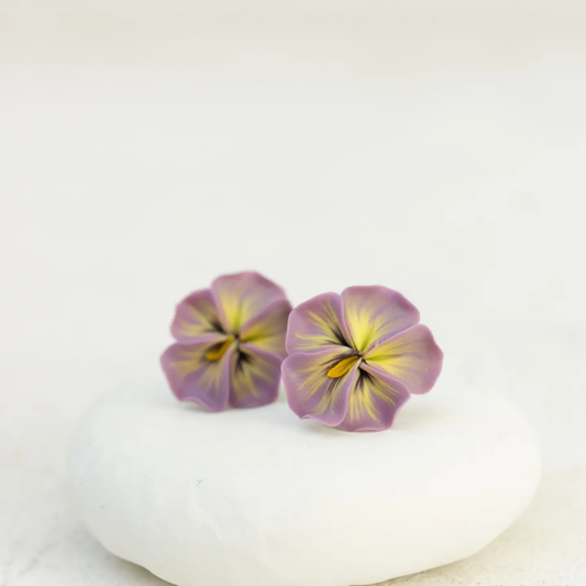 Pastel Pink Pansy Earrings Stud Earrings - Flower Jewelry