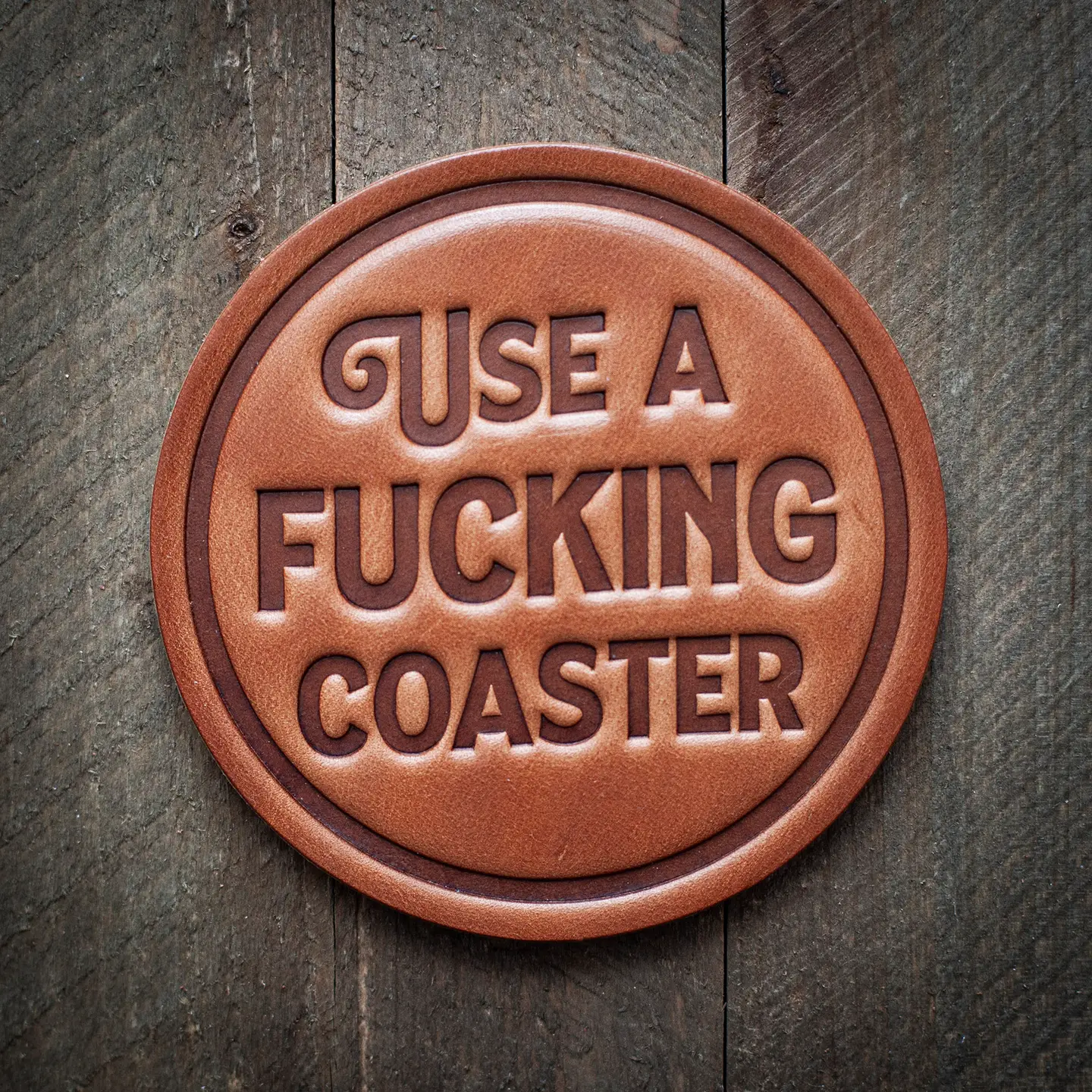 Leather Coaster - Use a F*cking