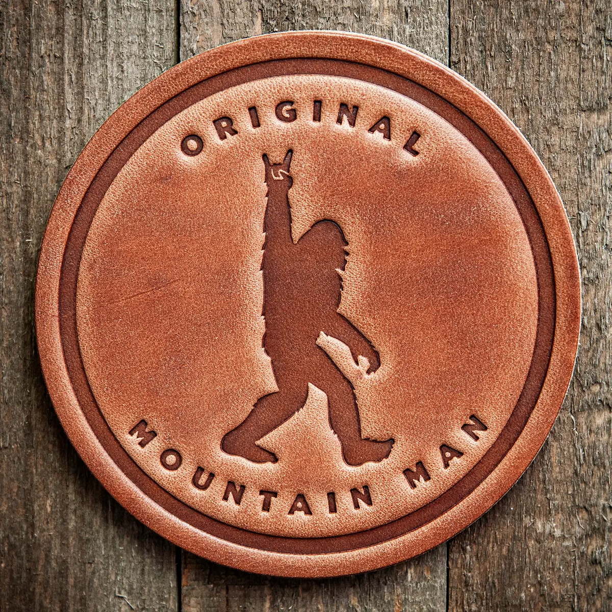 Leather Coaster Original Mountain Man Bigfoot