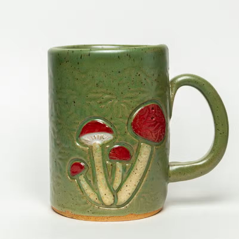 Mushroom Ceramic Mug Green