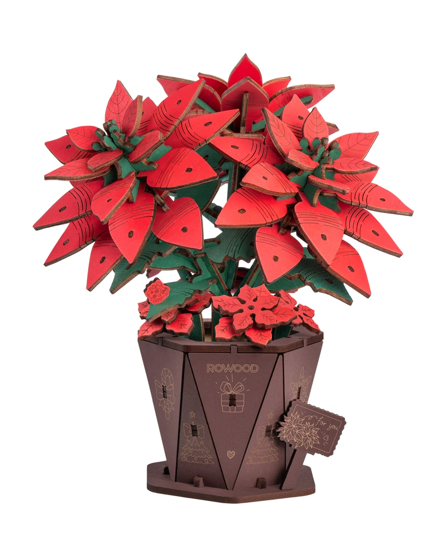 Wooden Puzzle: Poinsettia Christmas DIY Puzzle