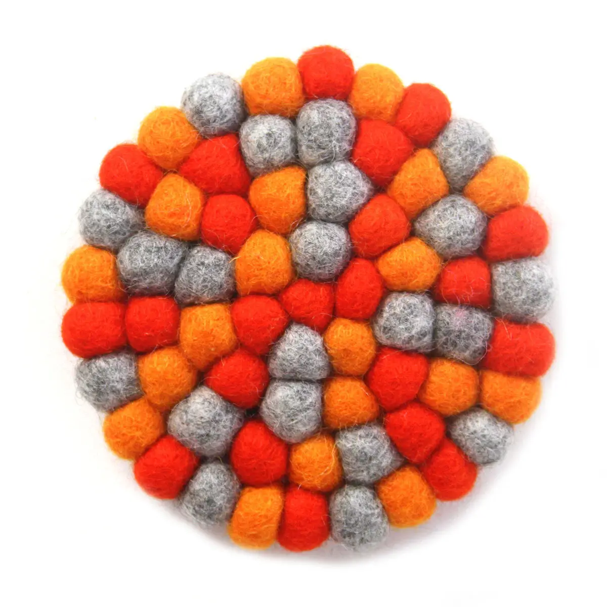 Felted Wool Ball Trivet - Oranges