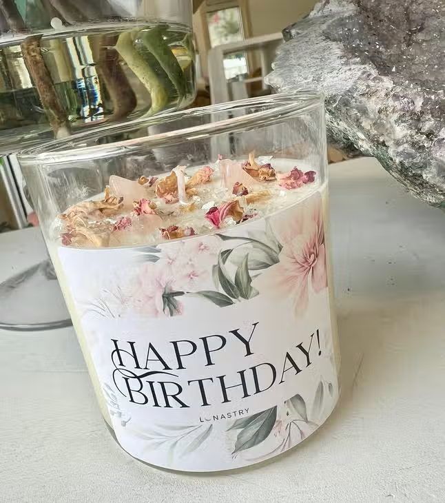 Happy Birthday Candle Rose Petals