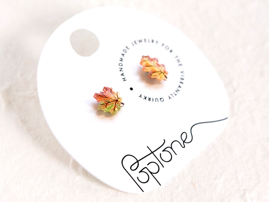 Tiny Maple & Oak Leaf Earrings