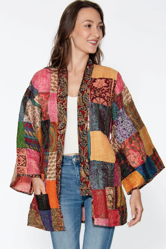 Reversible Kantha Silk Kimono Jacket