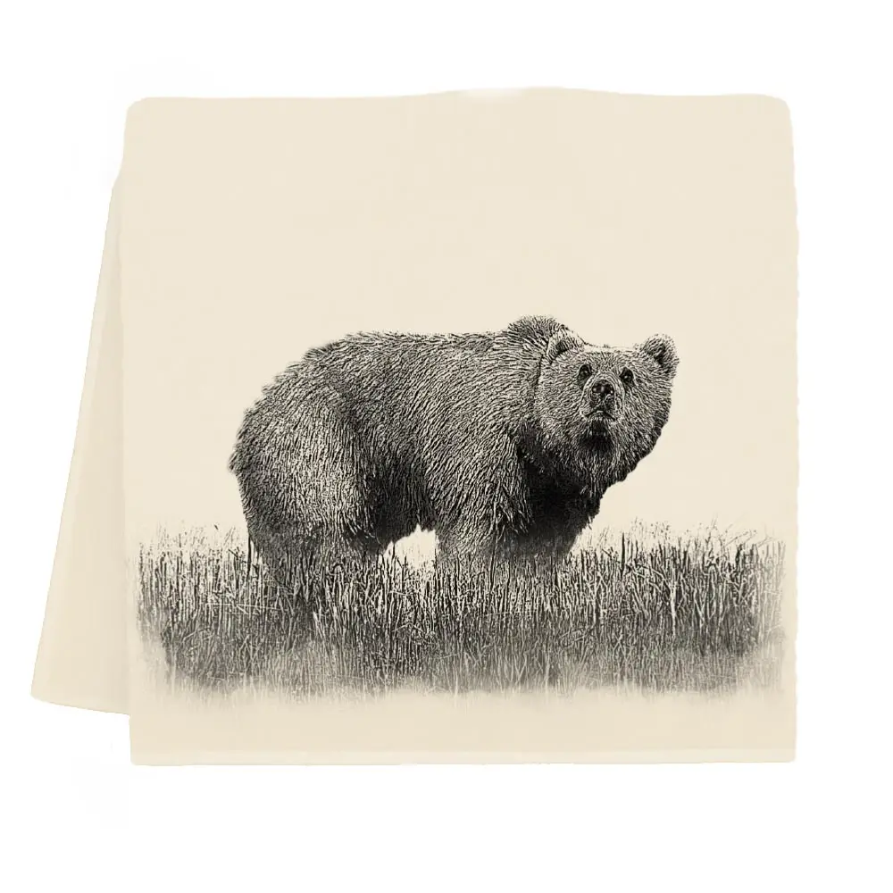 Woodlands Bear in Field Tea Towel