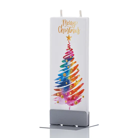 Flat Candle Rainbow Merry Christmas Tree