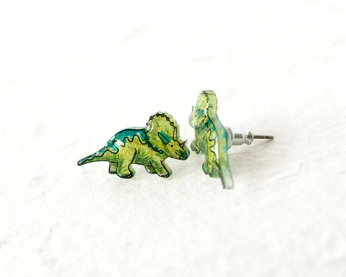 Triceratops Stud Earrings