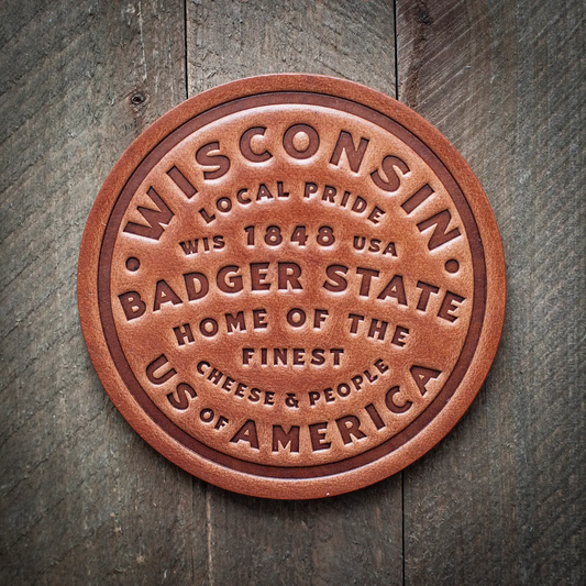 Leather Coaster - Wisconsin