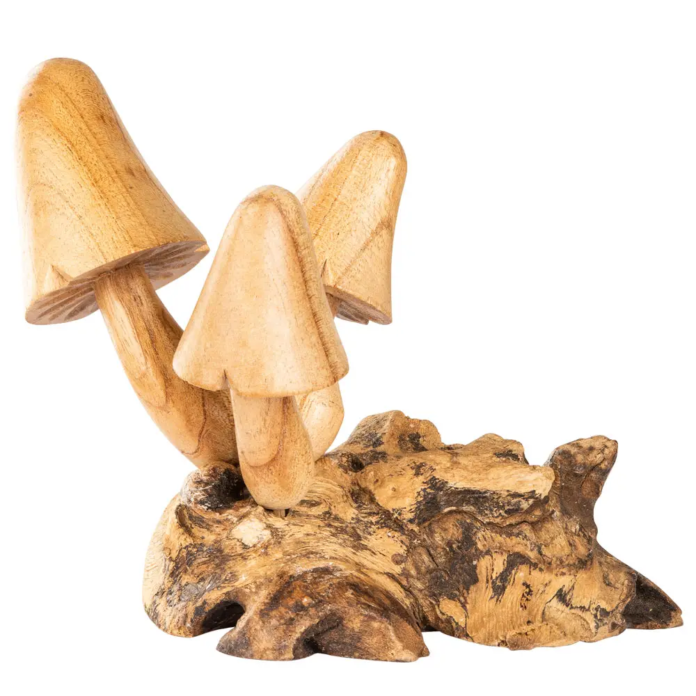 Carved Driftwood Three Mushrooms