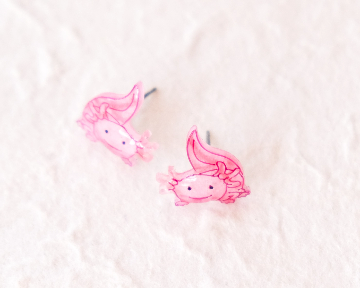 Cute Pink Kawaii Axoloti Stud Earrings