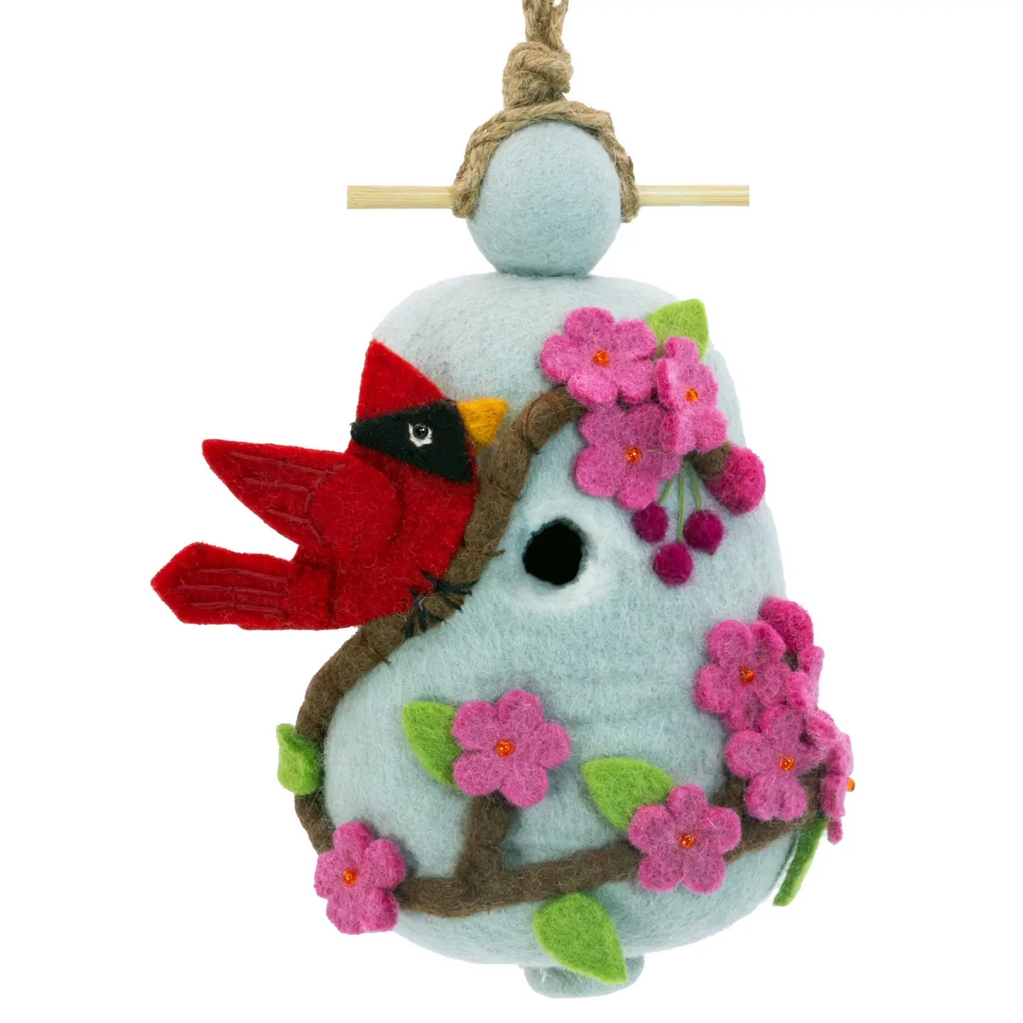 Felted Birdhouse: Cherry Cardinal