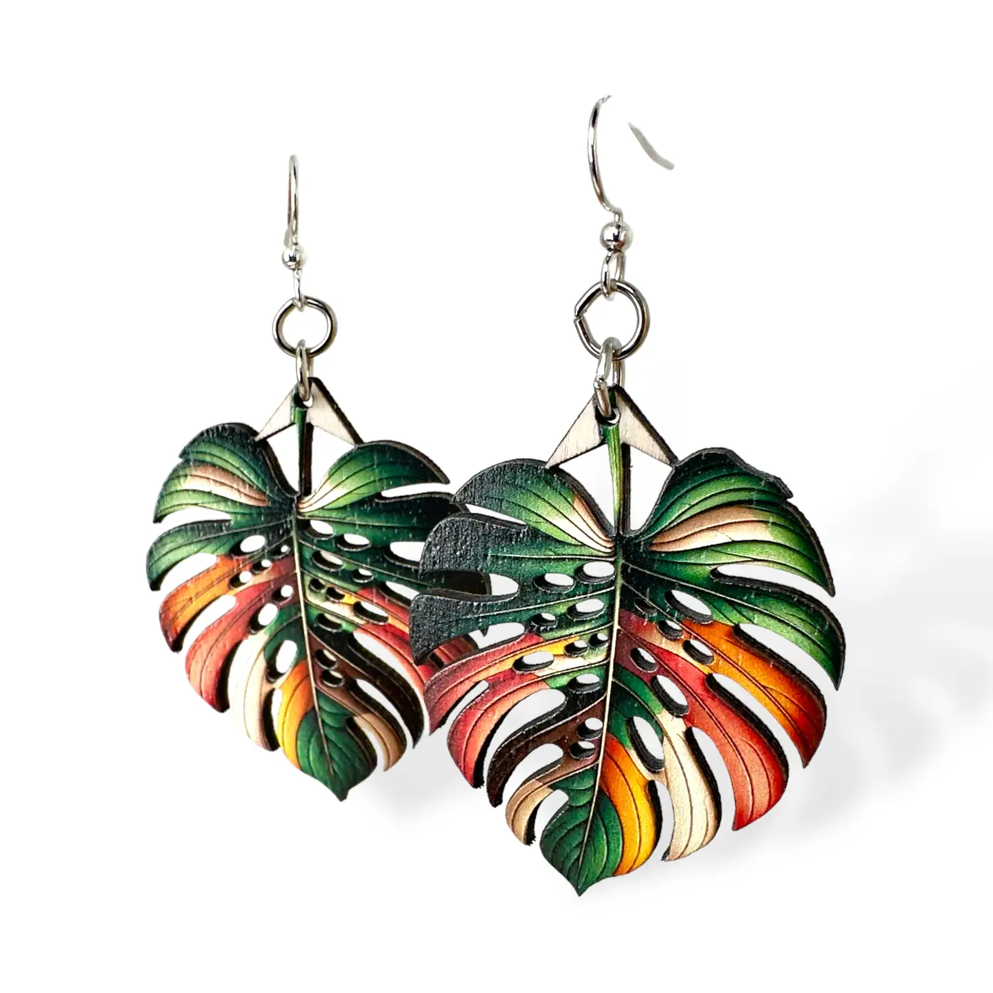 Wooden Earrings - Monstera