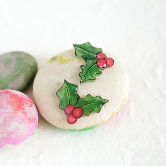 Christmas Holly Leaf Earrings