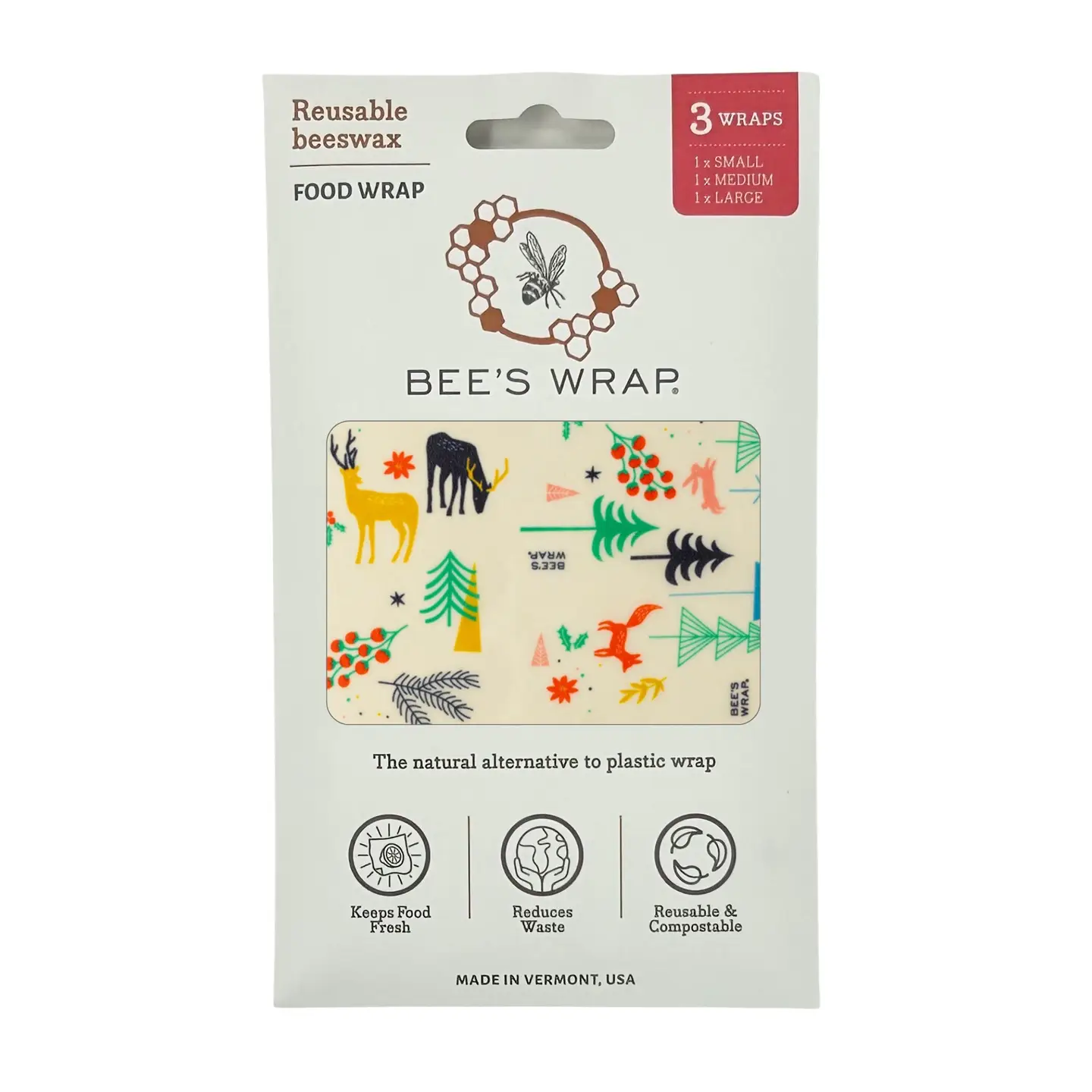 Holiday Bee's Wrap Asst 3 Pack