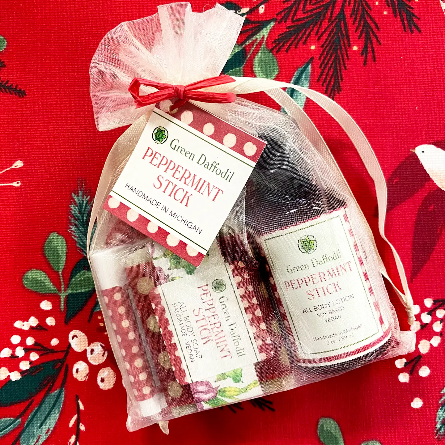 Peppermint Stick Gift Bag Set