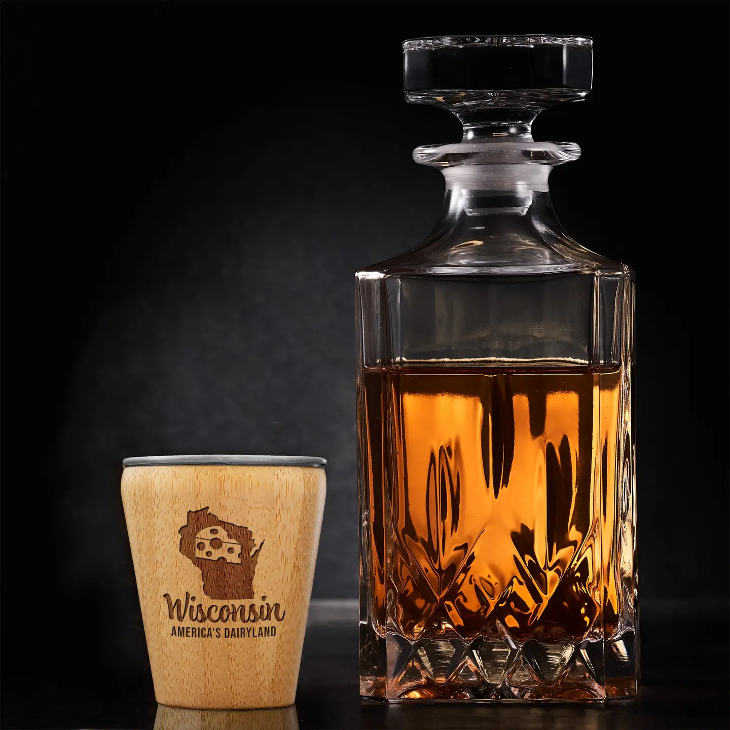 Wisconsin Engraved Bamboo Shot Glass