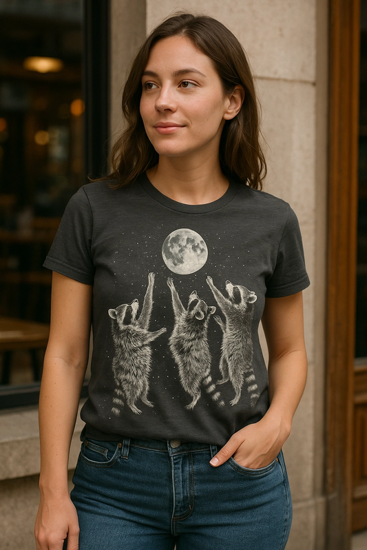 Moonlight Mischief  Raccoon Tshirt