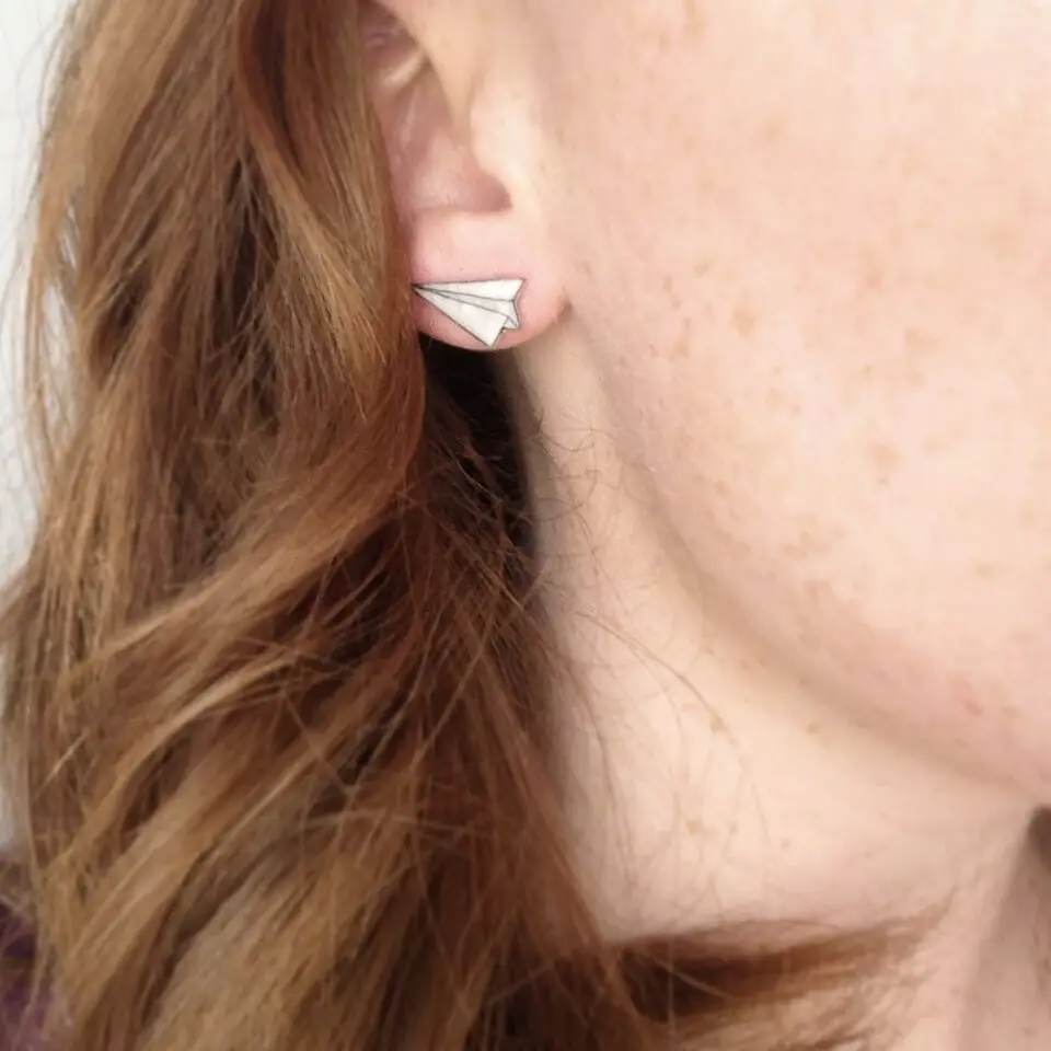 Paper Airplane Stud Earrings