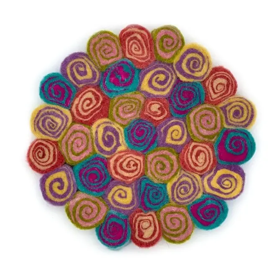 Felted Swirl Trivet - Salt Water Taffy