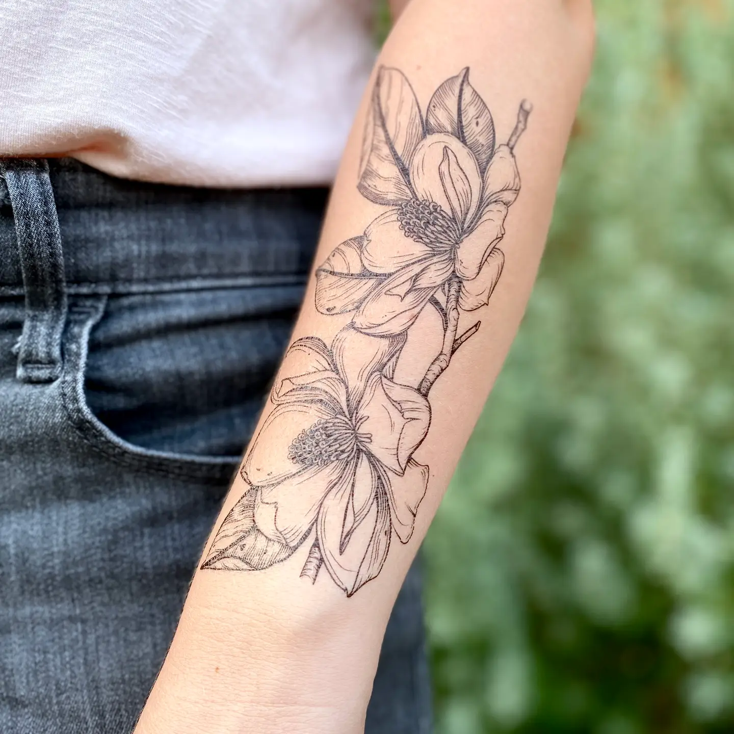 Magnolia Flower Temporary Tattoo