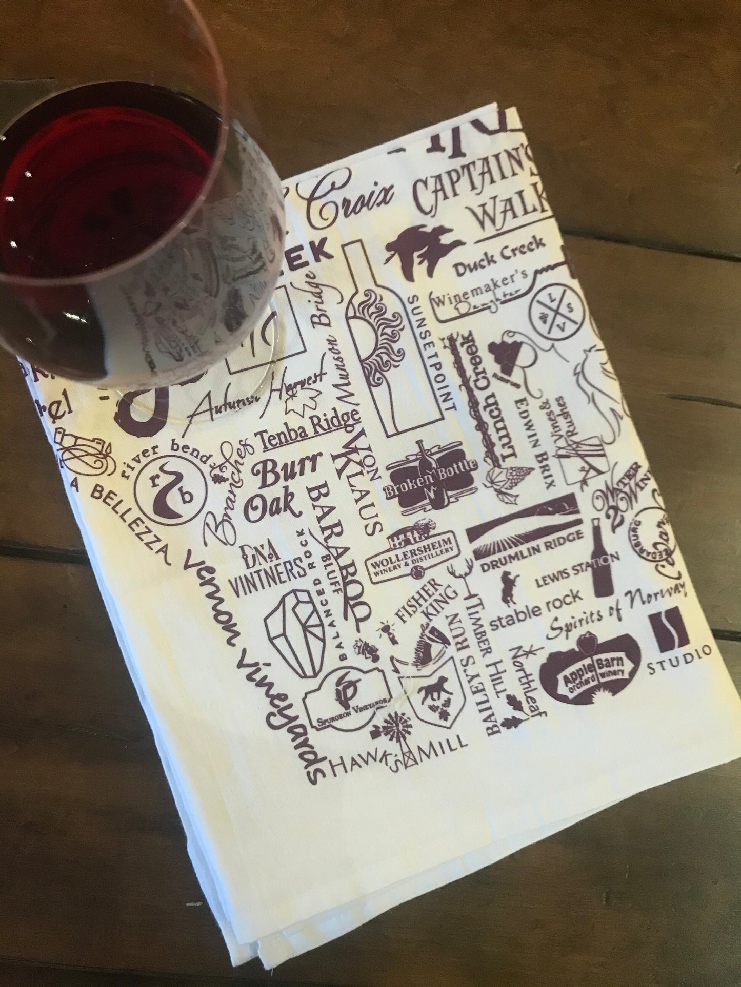 Wineries of Wisconsin Tea Towel