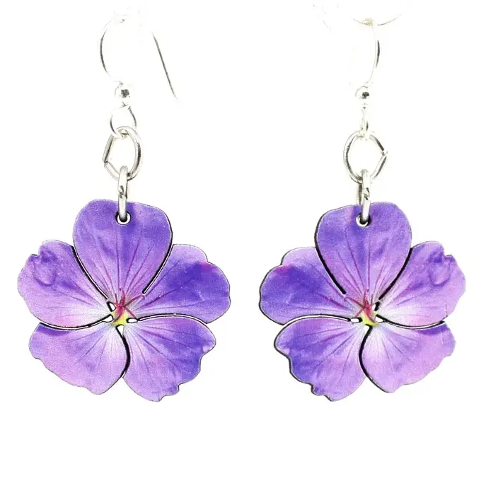 Violet Flower Blossom Earrings